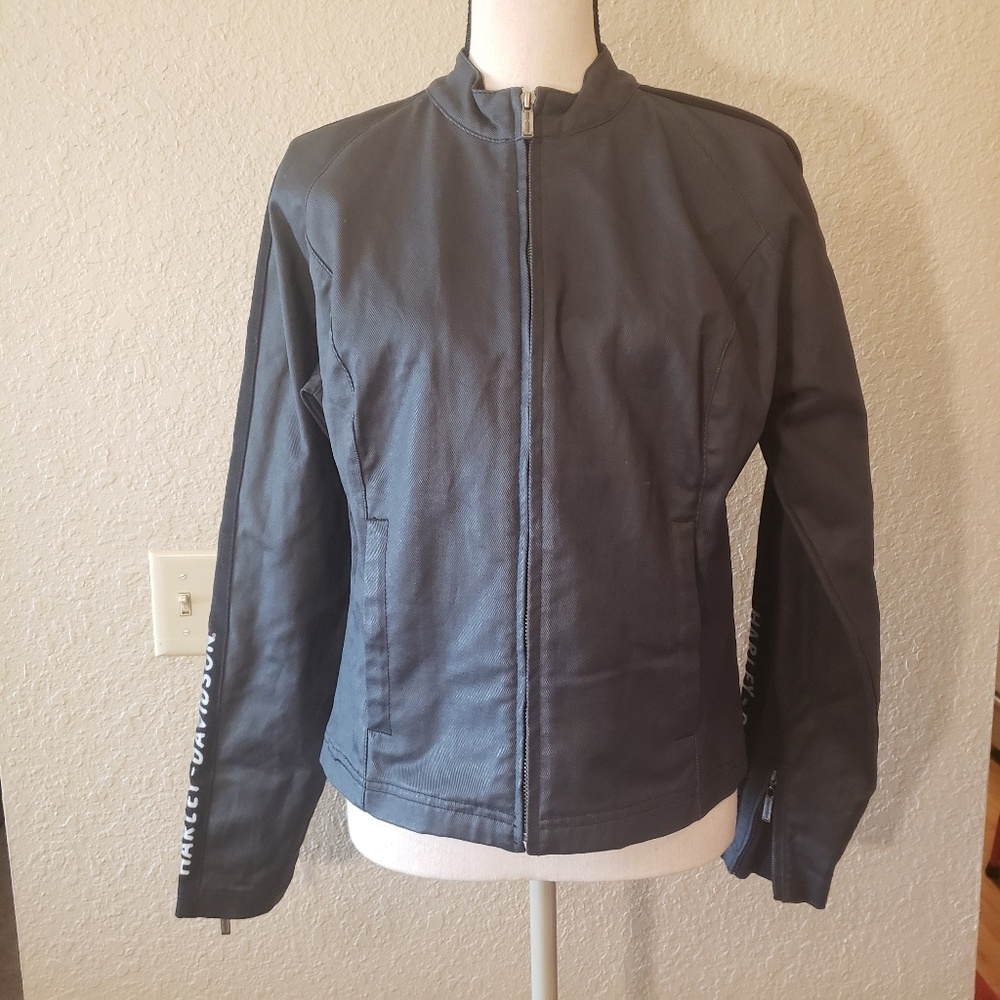 💜Harley davidson gray riding jacket